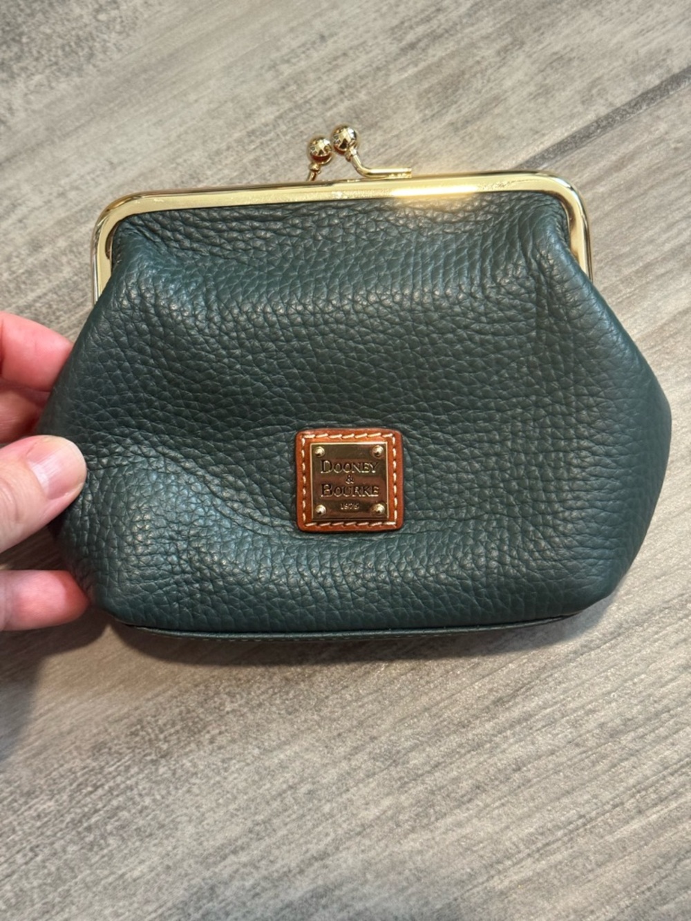 Dooney & Bourke Pebbled Leather Kiss-Lock Coin Purse - Dark Green